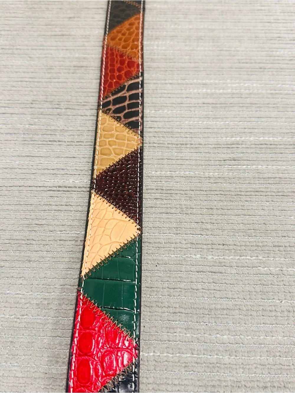 Genuine Alligator Crocodile Patchwork Belt Made in Italy Vero Coccodrillo